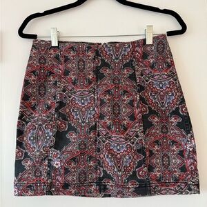 Free People Red and Black Mini Pencil Skirt